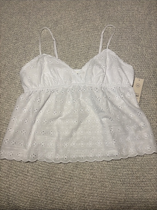 No Boundaries Tops - White Eyelet Lace Camisole